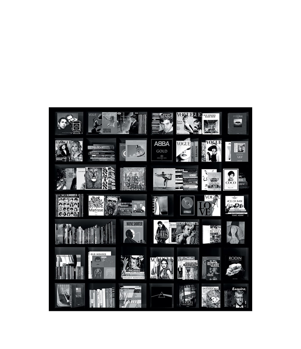 BOOKS CASE MUSIC BLACK fototavla - 120x120, Plexiglas