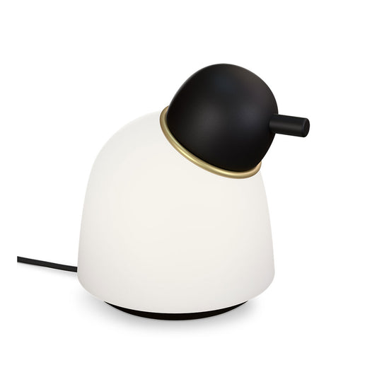Bordslampa Bird höjd 21,5cm svartstruktur/mässing opal