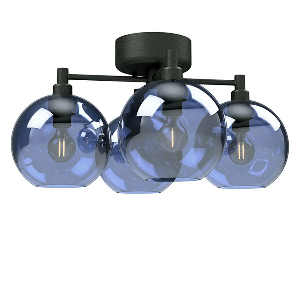 Plafond Gloria Ø46 svartstruktur/blått glas