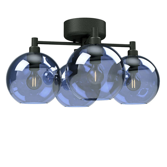 Plafond Gloria Ø46 svartstruktur/blått glas