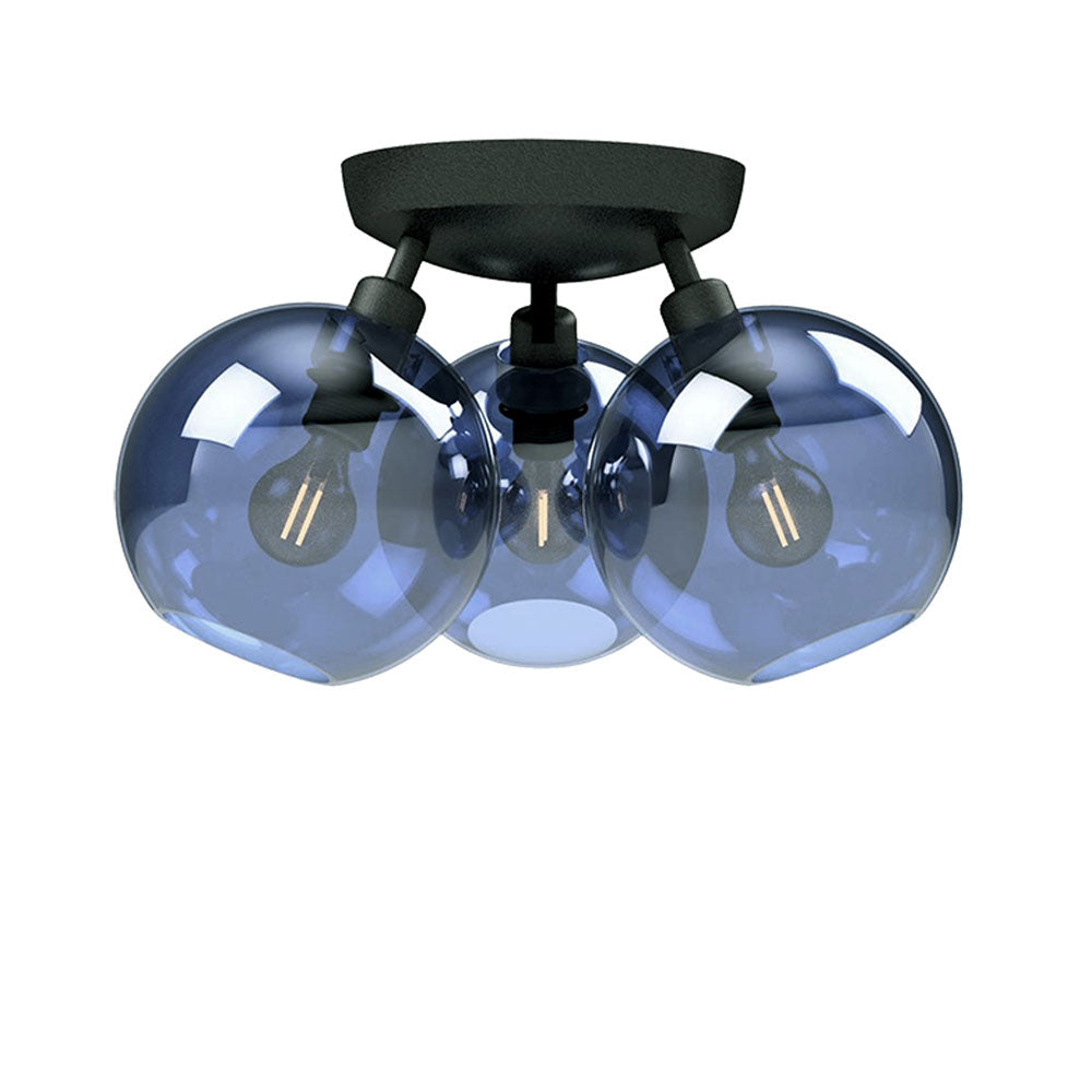 Plafond Gloria Ø33 svartstruktur/blått glas