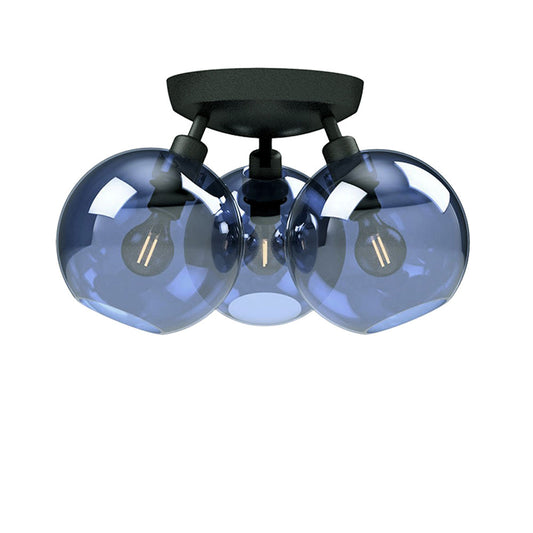 Plafond Gloria Ø33 svartstruktur/blått glas