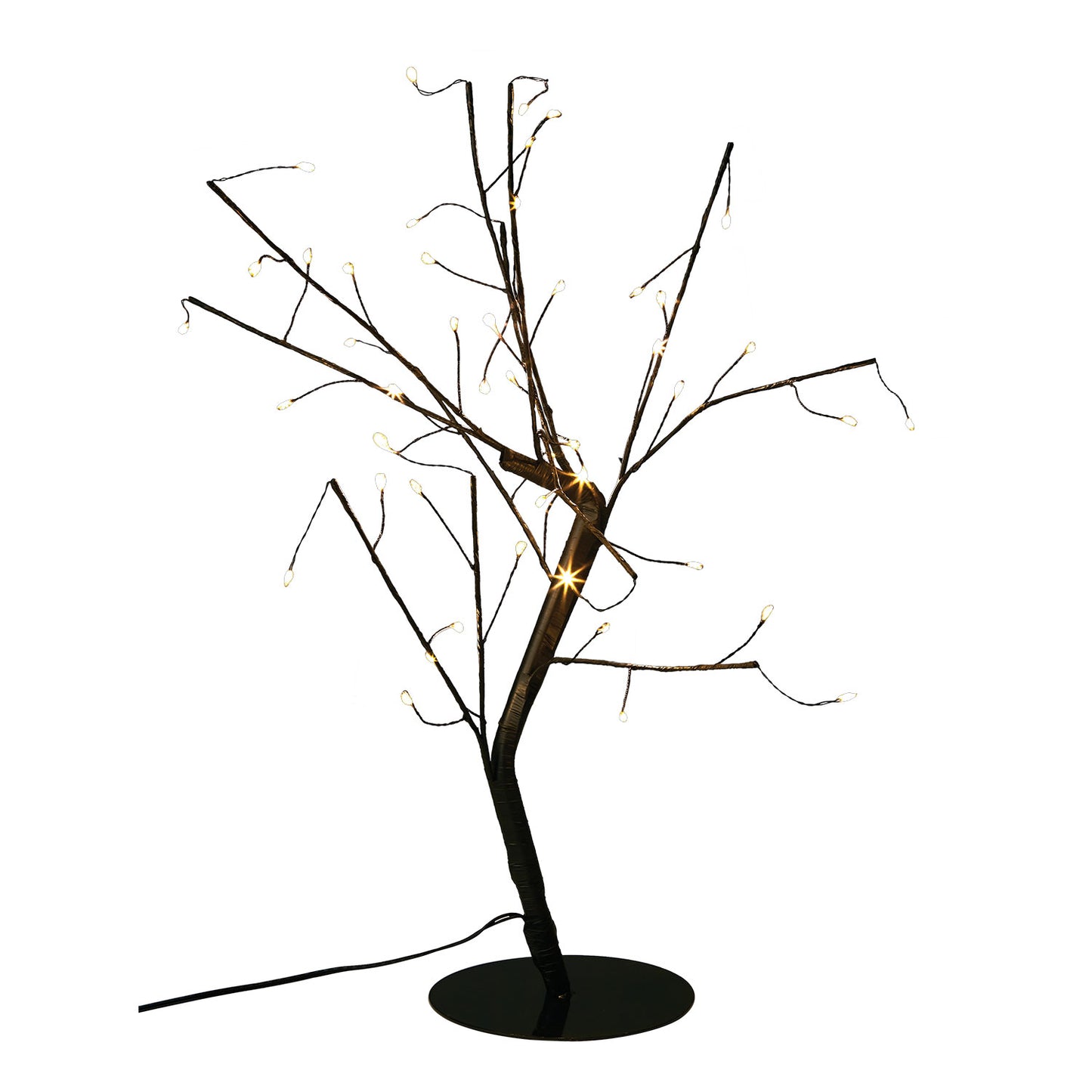 GLOW Träd med ljusslinga, 48 lampor, Svart